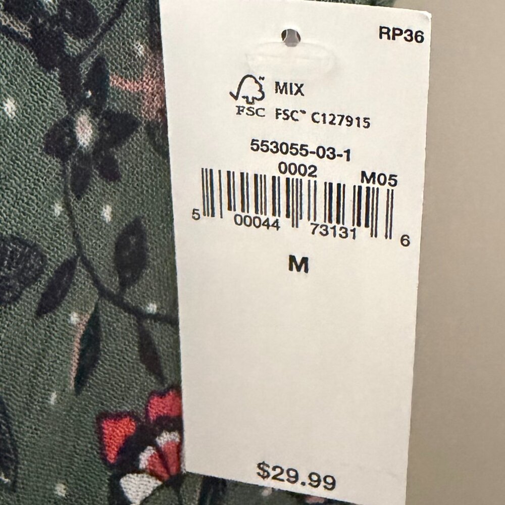 Old Navy Women's Short Sleeve Top (Green Multi color, floral pattern), Size M - Picture 3 of 3